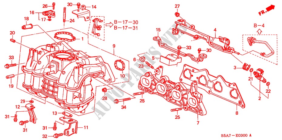 MULTIPLE DE ADMISION para Honda CIVIC 1.6LS 4 Puertas 5 velocidades manual 2001