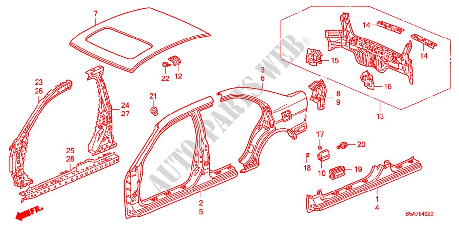 PANELES EXTERIORES para Honda CIVIC 1.6ES 4 Puertas 5 velocidades manual 2001