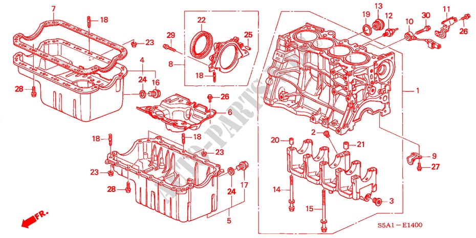 BLOQUE DE CILINDRO/COLECTOR DE ACEITE para Honda CIVIC 1.6 LS 4 Puertas 5 velocidades manual 2004