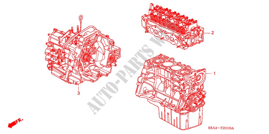 CONJ. DE MOTOR/ ENS. DE TRANSMISION para Honda CIVIC 1.6 LS 4 Puertas 4 velocidades automática 2004