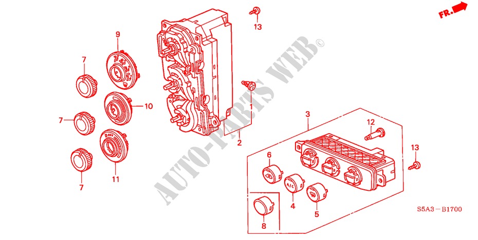 CONTROL DE CALEFACTOR(LH) para Honda CIVIC 1.6 ES 4 Puertas 5 velocidades manual 2005