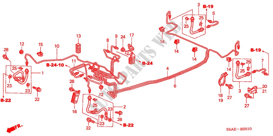 LINEAS DE FRENO(ABS) (LH) (1) para Honda CIVIC 1.6 ES 4 Puertas 5 velocidades manual 2005