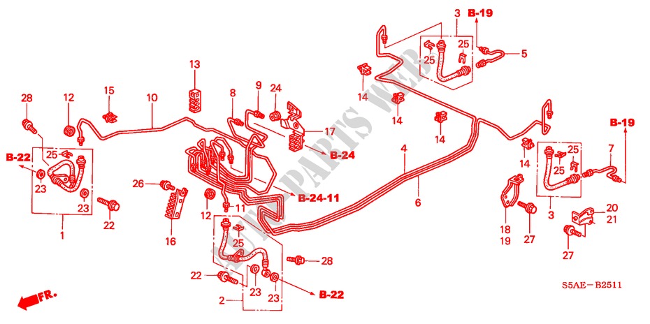 LINEAS DE FRENO(ABS) (LH) (2) para Honda CIVIC VTI 4 Puertas 4 velocidades automática 2003