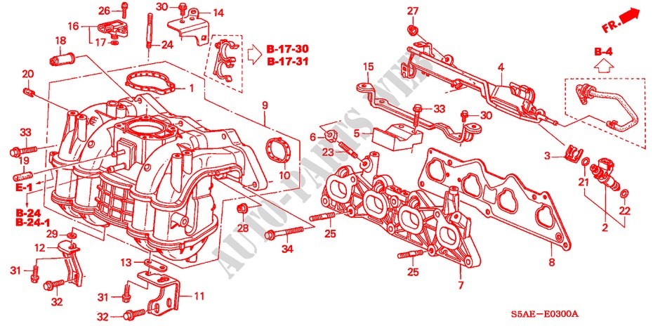 MULTIPLE DE ADMISION para Honda CIVIC 1.6 LS 4 Puertas 5 velocidades manual 2004