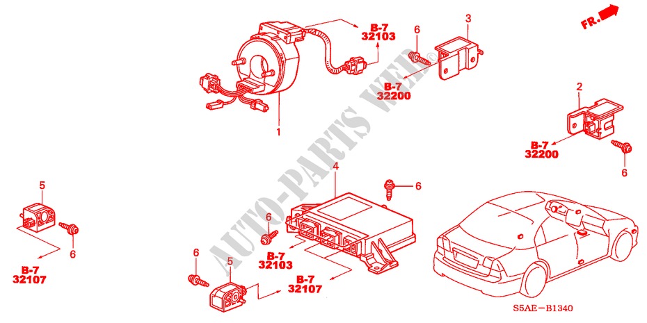 UNIDAD SRS(LH) para Honda CIVIC 1.6 LS 4 Puertas 5 velocidades manual 2003