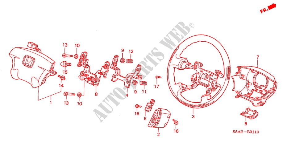 VOLANTE DE DIRECCION(SRS) para Honda CIVIC 1.6 LS 4 Puertas 5 velocidades manual 2004