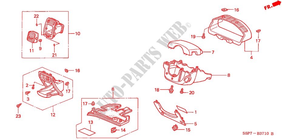 GUARNICION DE INSTRUMENTO(LH)(LADO DE CONDUCTOR) para Honda CIVIC COUPE ES 2 Puertas 5 velocidades manual 2002