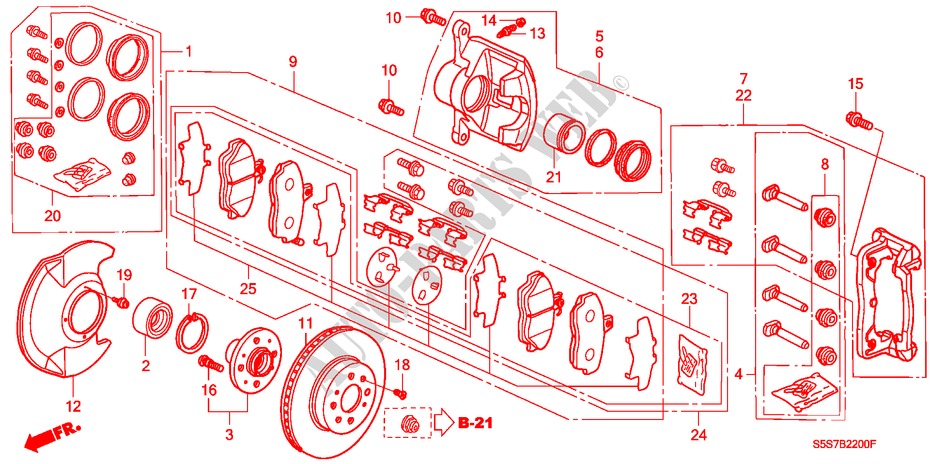 FRENO DELANTERO(1) para Honda CIVIC 1.4B 3 Puertas 5 velocidades manual 2002