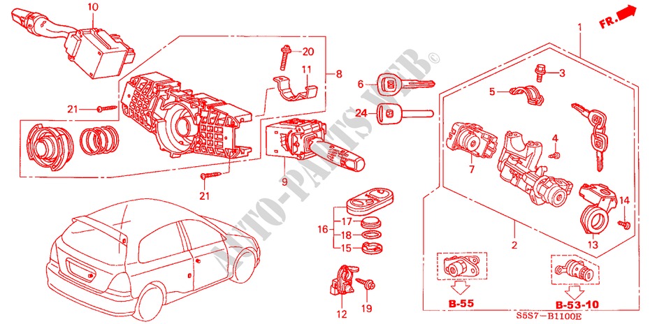 INTERRUPTOR COMBINACION para Honda CIVIC TYPE R 3 Puertas 6 velocidades manual 2002