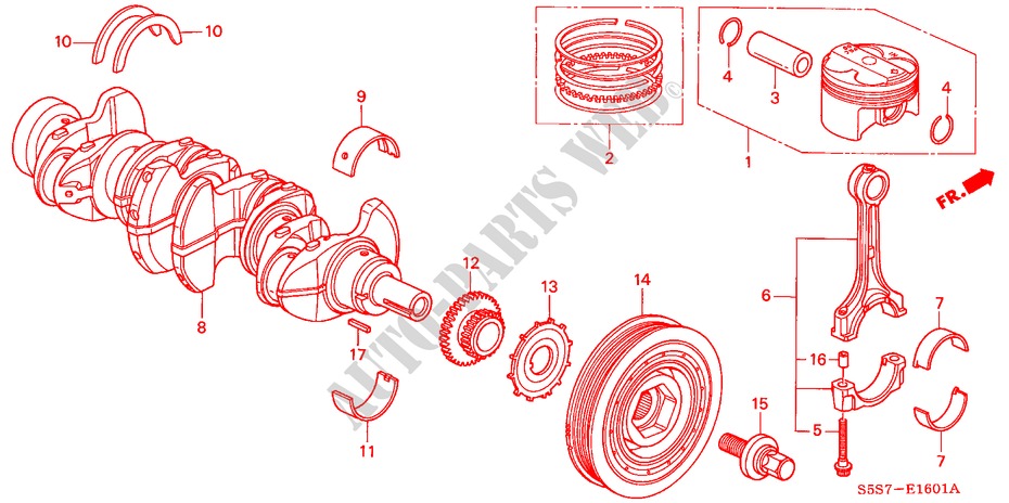 PISTON/CIGUENAL(TYPE R) para Honda CIVIC TYPE R 3 Puertas 6 velocidades manual 2002