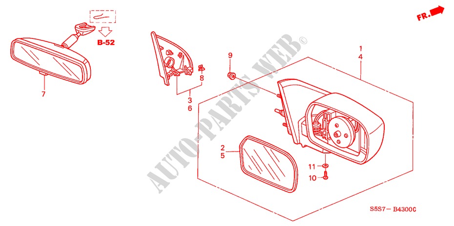 RETROVISOR(1) para Honda CIVIC 1.4B 3 Puertas 5 velocidades manual 2002