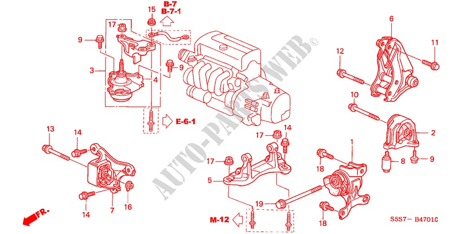 SOPORTES DE MOTOR(MT) (TYPE R) para Honda CIVIC TYPE R 3 Puertas 6 velocidades manual 2002