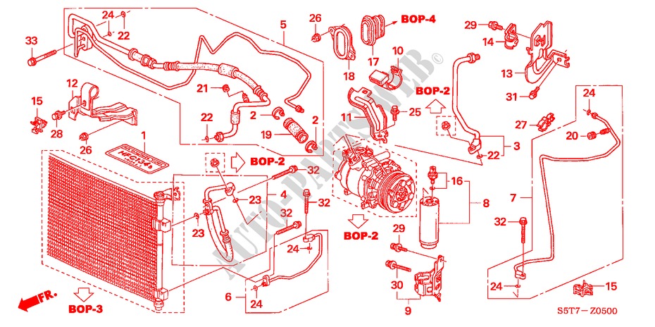 ACONDICIONADOR DE AIRE(MANGUERAS/TUBERIAS) (LH) (1.4L/1.6L) para Honda CIVIC 1.6 SPORT 3 Puertas 5 velocidades manual 2005