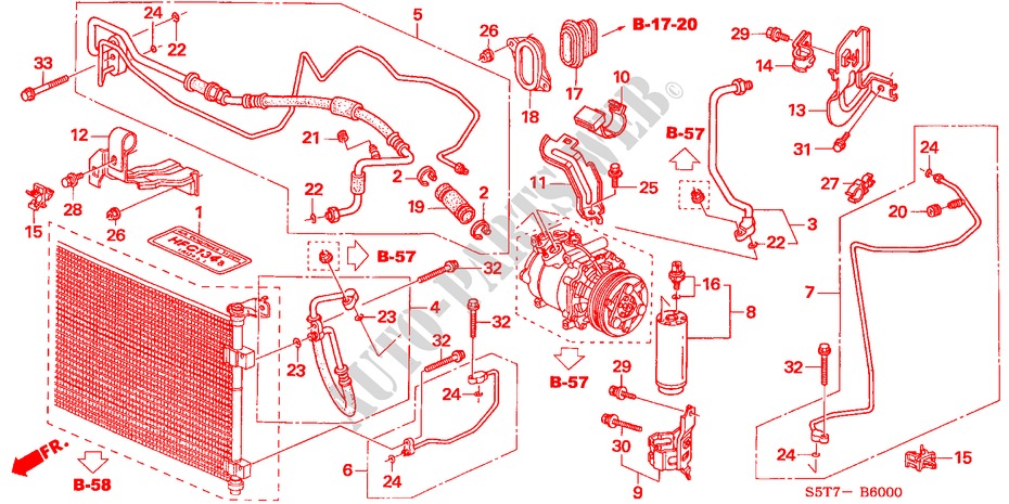 ACONDICIONADOR DE AIRE(MANGUERAS/TUBERIAS)(LH)(1.4L/1.6L) para Honda CIVIC 1.6 SPORT 3 Puertas 5 velocidades manual 2005