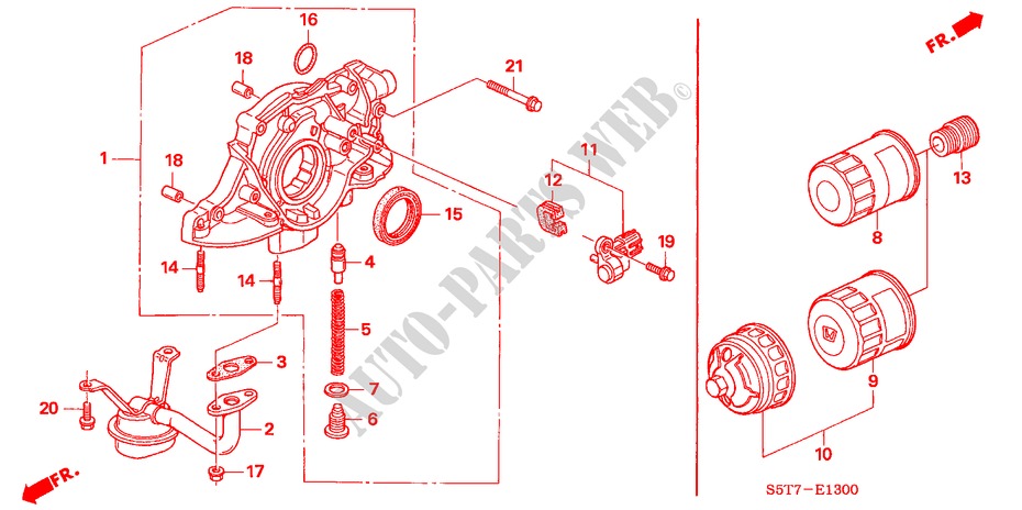 BOMBA DE ACEITE/COLADOR DE ACEITE (1.4L/1.6L) para Honda CIVIC 1.6 SPORT 3 Puertas 5 velocidades manual 2005