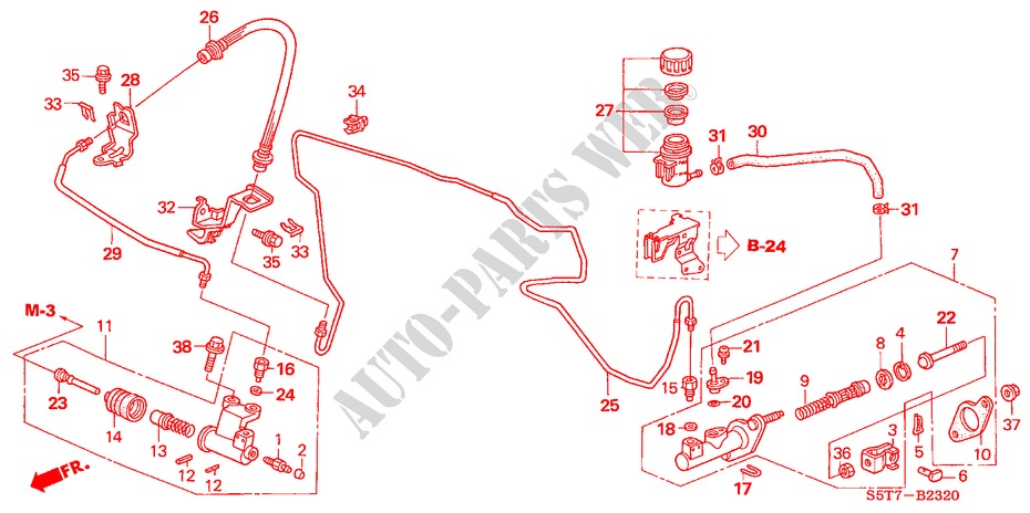 CILINDRO MAESTRO EMBRAGUE (LH) (1) para Honda CIVIC 1.6 SPORT 3 Puertas 5 velocidades manual 2005