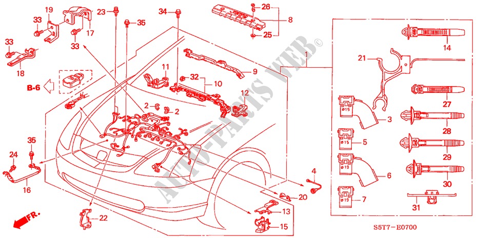 CONJ. DE CABLES DE MOTOR (1.4L/1.6L) (LH) para Honda CIVIC 1.6 SPORT 3 Puertas 5 velocidades manual 2005