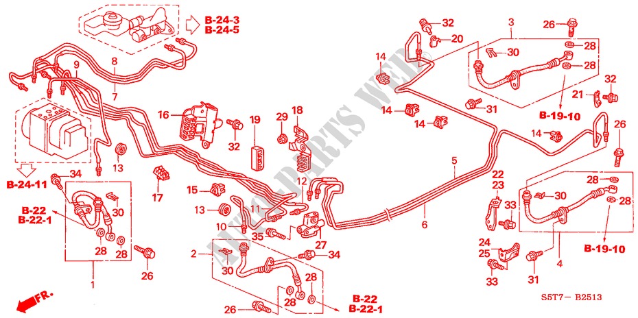 LINEAS DE FRENO(ABS) (RH) (2) para Honda CIVIC TYPE R     PREMIUM 3 Puertas 6 velocidades manual 2005