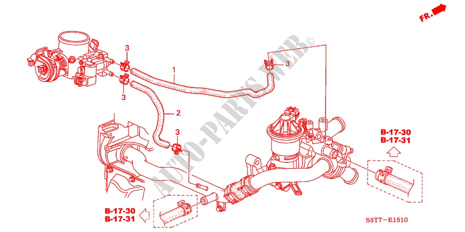 MANGUERA DE AGUA(1.4L/1.6L) para Honda CIVIC 1.6 SPORT 3 Puertas 5 velocidades manual 2005
