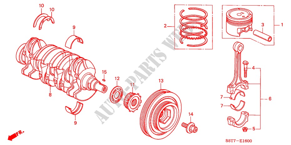PISTON/CIGUENAL (1.4L/1.6L) para Honda CIVIC 1.6 SPORT 3 Puertas 5 velocidades manual 2005