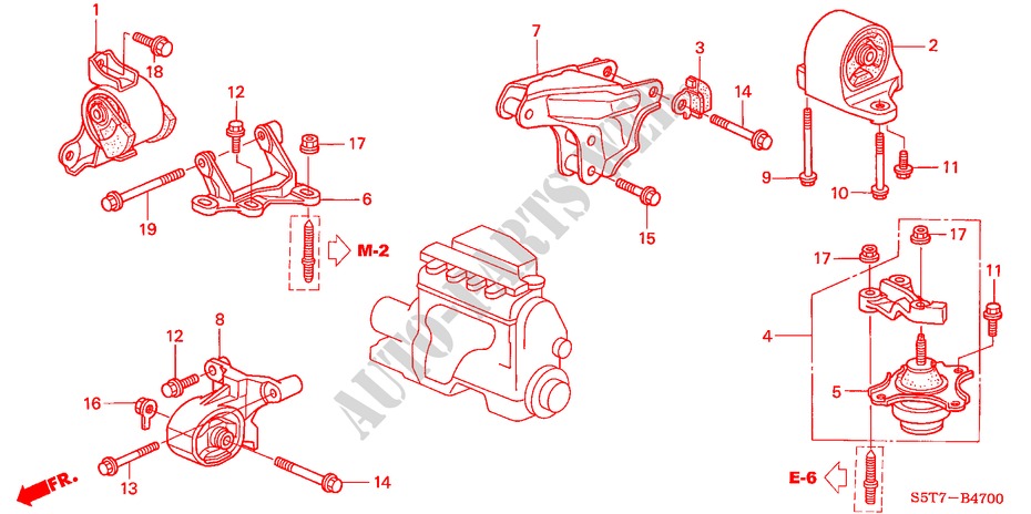 SOPORTES DE MOTOR(MT) (1.4L/1.6L) para Honda CIVIC 1.6 SPORT 3 Puertas 5 velocidades manual 2005