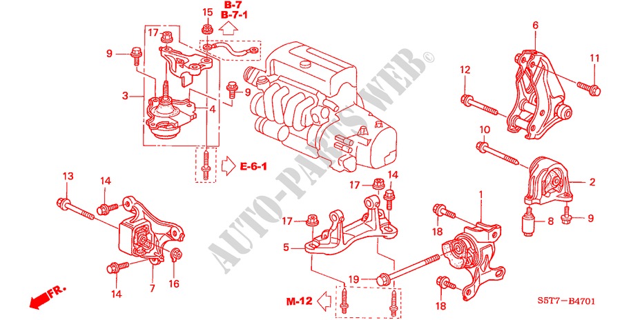 SOPORTES DE MOTOR(MT) (TYPE R) para Honda CIVIC TYPE R     PREMIUM 3 Puertas 6 velocidades manual 2005