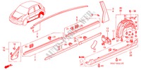 MOLDURA/GUARNICION DE LARGUERO LATERAL para Honda CIVIC 1.4E 5 Puertas 5 velocidades manual 2004