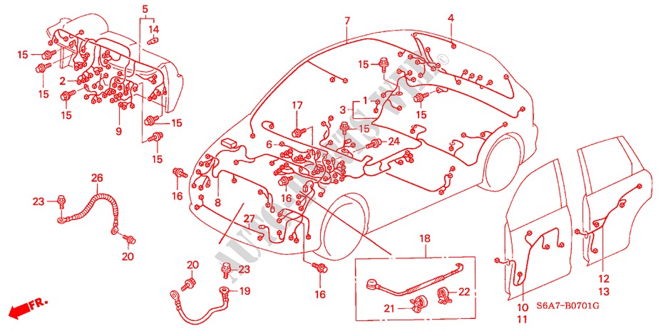CONJUNTO DE ALAMBRES(RH) para Honda CIVIC 170I 5 Puertas 5 velocidades manual 2002