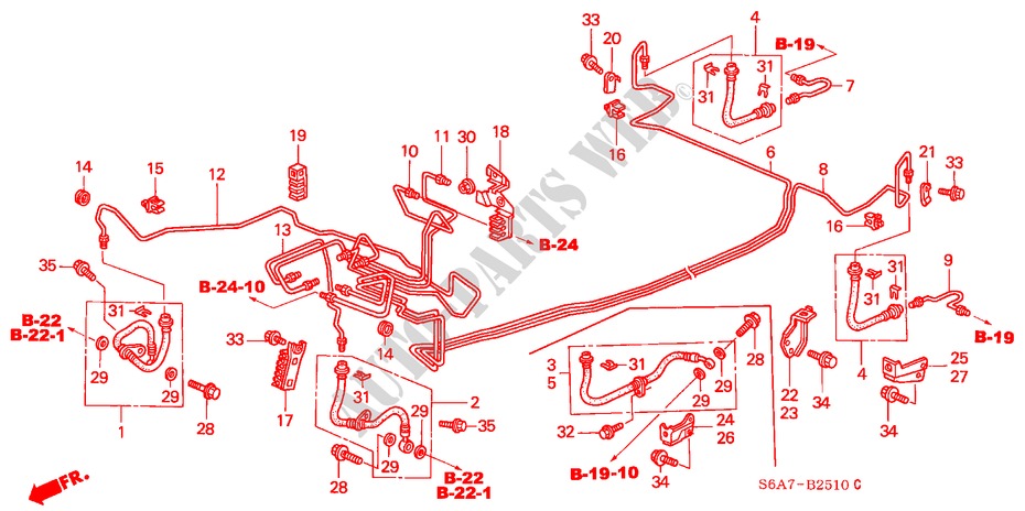 LINEAS DE FRENO(ABS) (LH) (1.4L/1.6L) para Honda CIVIC 1.6LS 5 Puertas 4 velocidades automática 2001