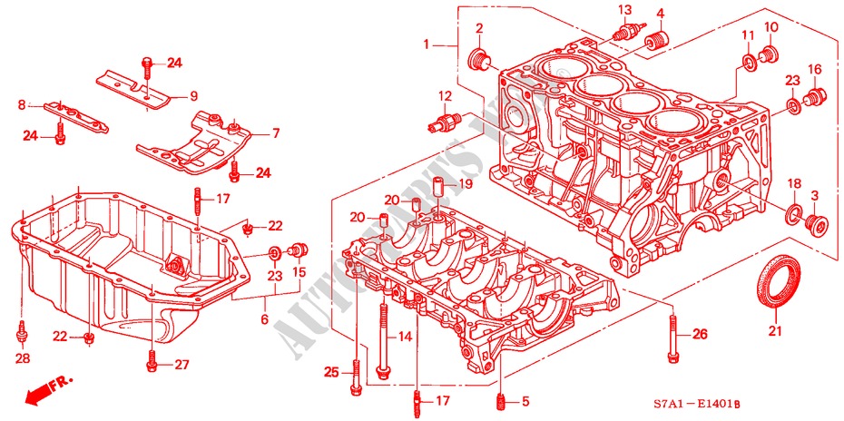 BLOQUE DE CILINDRO/COLECTOR DE ACEITE (2.0L) para Honda STREAM 2.0SI 5 Puertas 5 velocidades manual 2004