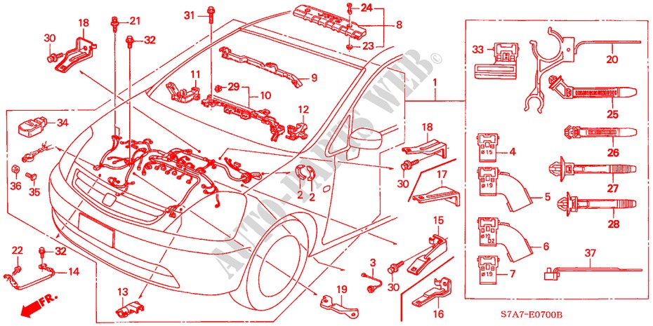 CONJ. DE CABLES DE MOTOR (1.7L) para Honda STREAM 1.7ES 5 Puertas 5 velocidades manual 2003