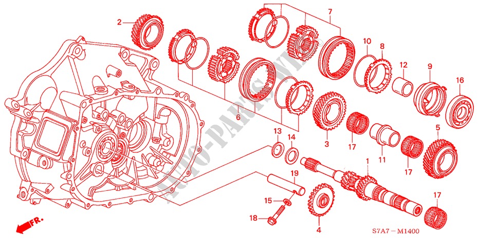 EJE PRINCIPAL(2.0L) para Honda STREAM 2.0SI 5 Puertas 5 velocidades manual 2004