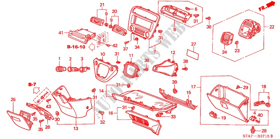GUARNICION DE INSTRUMENTO(LH)(LADO DE PASAJERO) para Honda STREAM 1.7ES 5 Puertas 5 velocidades manual 2003