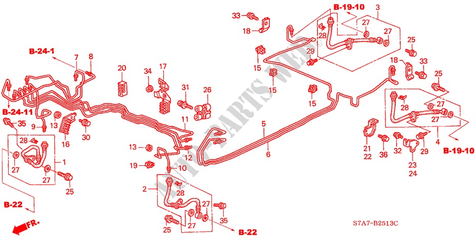 LINEAS DE FRENO(ABS) (2.0L) (RH) para Honda STREAM 2.0SE        SPORT 5 Puertas 5 velocidades automática 2001