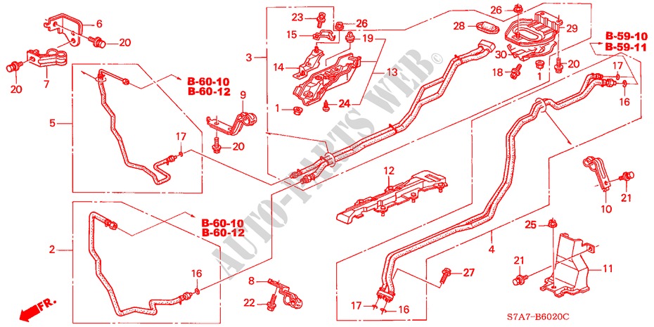 MANGUERA TRAS./TUBERIA TRAS.(LH) (DUAL) (2.0L) para Honda STREAM 2.0SI 5 Puertas 5 velocidades manual 2004