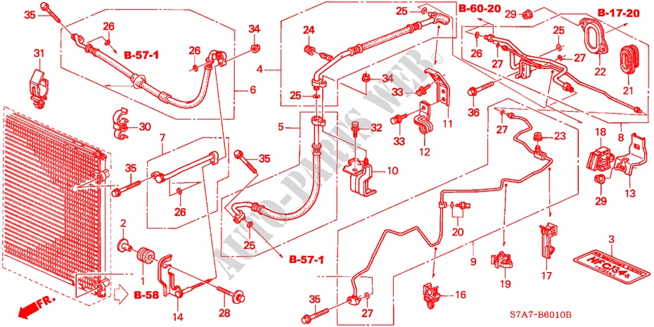 MANGUERAS/TUBERIAS(LH) ( '03) (DUAL) (2.0L) para Honda STREAM 2.0ES 5 Puertas 5 velocidades manual 2001