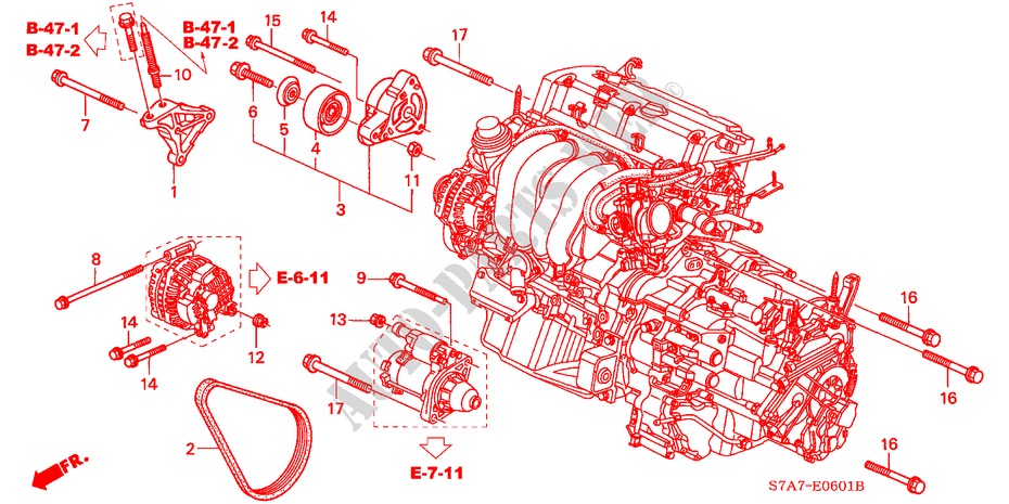 MENSULA DE MOTOR (2.0L) para Honda STREAM 2.0SI 5 Puertas 5 velocidades manual 2004
