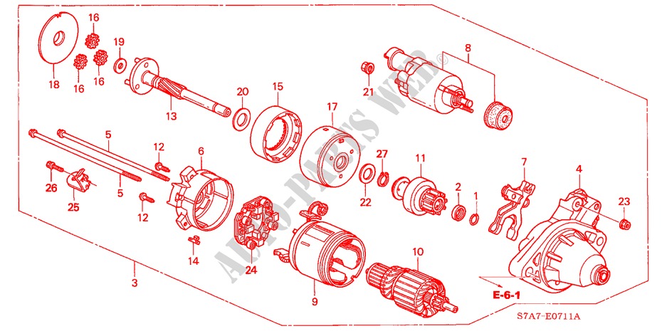 MOTOR DE ARRANQUE(DENSO) (2.0L) para Honda STREAM 2.0SI 5 Puertas 5 velocidades manual 2004