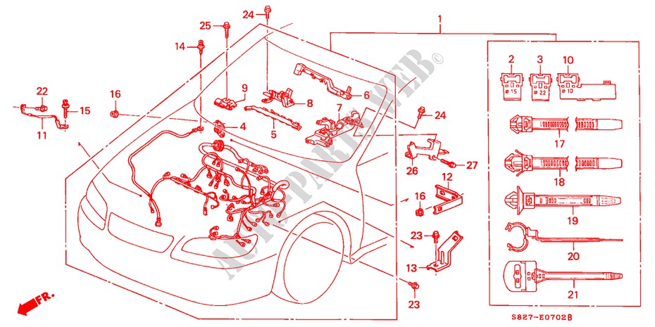 CONJ. DE CABLES DE MOTOR(V6) (LH) para Honda ACCORD COUPE 3.0IV6 2 Puertas 4 velocidades automática 2000