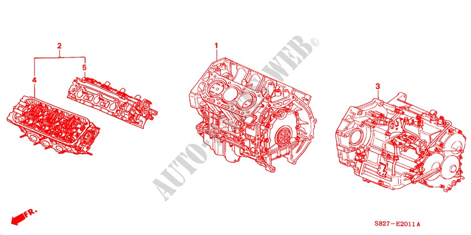 CONJ. DE MOTOR/ ENS. DE TRANSMISION(V6) para Honda ACCORD COUPE 3.0IV6 2 Puertas 4 velocidades automática 2000