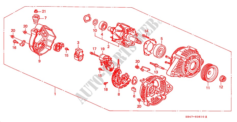 ALTERNADOR(DENSO) (L4) para Honda ACCORD 2.3EXI 4 Puertas 5 velocidades manual 1998