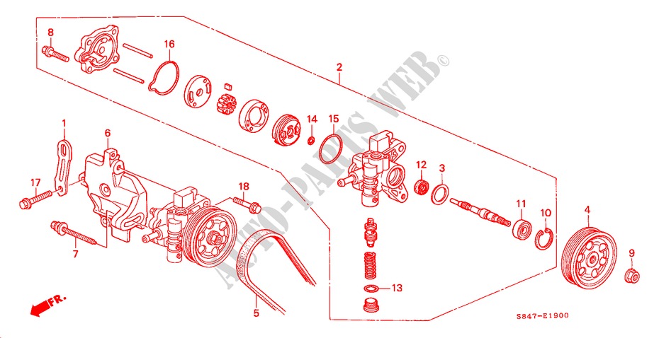 BOMBA DE P.S./ SOPORTE(L4) para Honda ACCORD 2.3VTI 4 Puertas 5 velocidades manual 1998