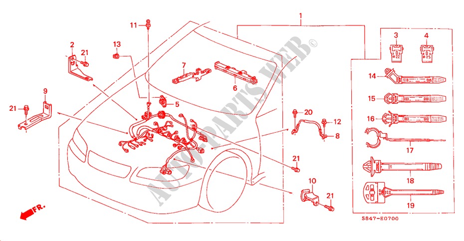 CONJ. DE CABLES DE MOTOR(L4) (LH) para Honda ACCORD 2.3VTI 4 Puertas 5 velocidades manual 2002