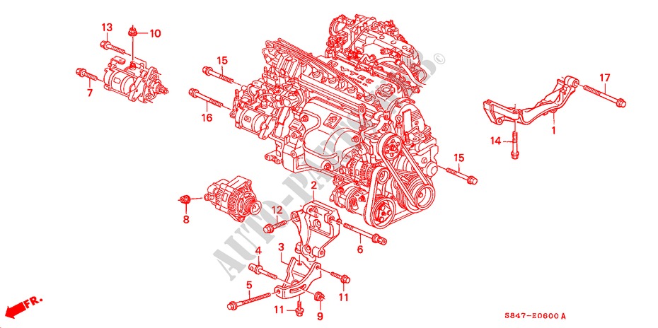 MENSULA DE ALTERNADOR(L4) para Honda ACCORD 2.3EXI 4 Puertas 5 velocidades manual 2000