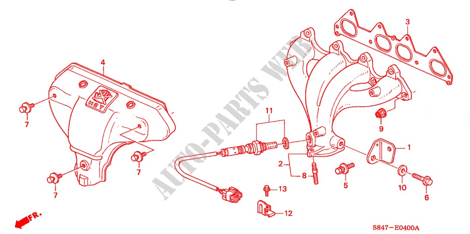 MULTIPLE DE ESCAPE(L4) (1) para Honda ACCORD 2.3EXI 4 Puertas 5 velocidades manual 1998