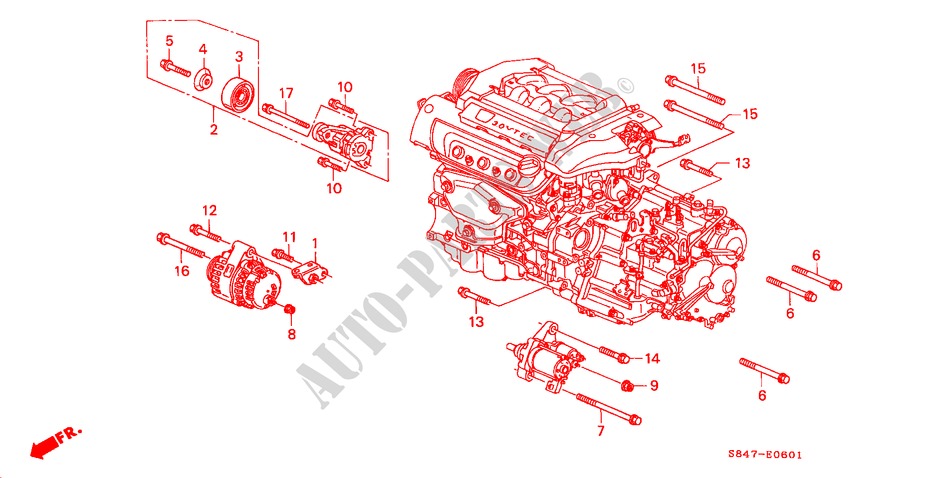SOPORTE ALTERNADOR(V6) para Honda ACCORD 3.0V6 4 Puertas 4 velocidades automática 2000