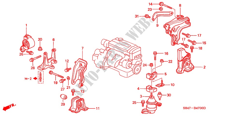 SOPORTES DE MOTOR(L4) (MT) para Honda ACCORD 2.3VTI 4 Puertas 5 velocidades manual 2001