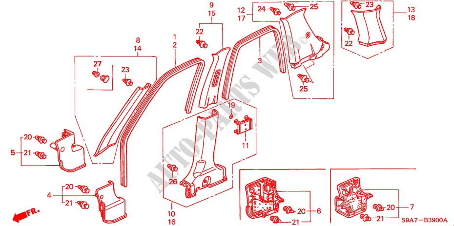 GUARNICION DE PILAR para Honda CR-V SE-S 5 Puertas 5 velocidades manual 2004