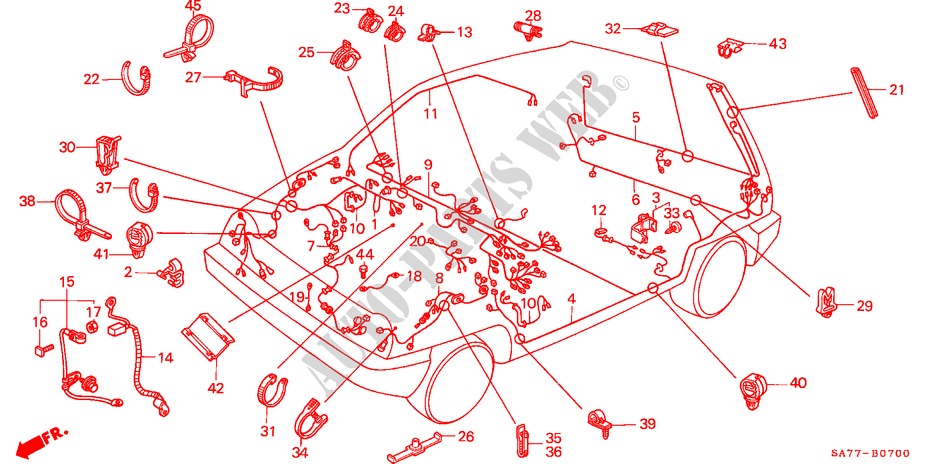 CONJUNTO DE ALAMBRES (B,F,G,P,S,W,X) para Honda JAZZ DX 3 Puertas 5 velocidades manual 1985