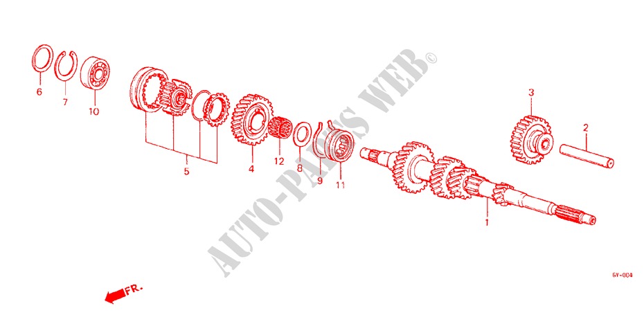 EJE PRINCIPAL/ENGRANAJES EJE PRINCIPAL para Honda JAZZ DX 3 Puertas 5 velocidades manual 1985
